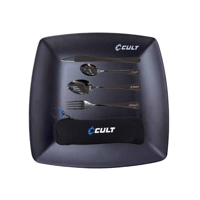 Square Plate & Cutlery Set